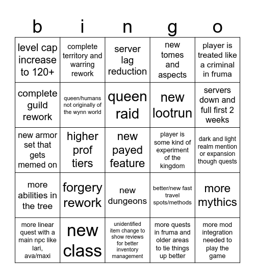 my fruma cope bingo Card