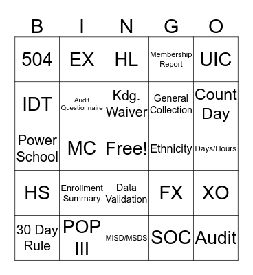 Count Day Bingo Card