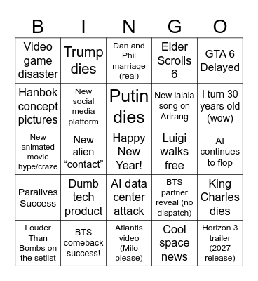 2026 Bingo Card