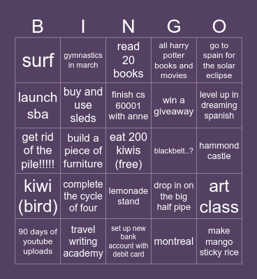 ✩₊˚.⋆ dylan's 2026 goals ⊹₊⟡⋆ Bingo Card