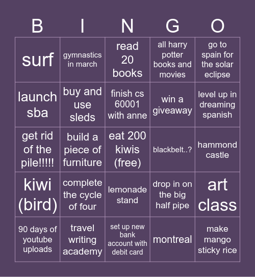 ✩₊˚.⋆ dylan's 2026 goals ⊹₊⟡⋆ Bingo Card