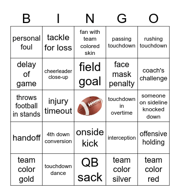 Superbowl BINGO Card