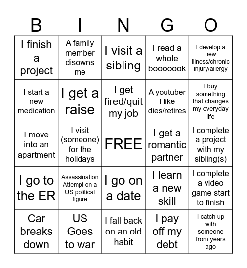 2026 Bingo Card