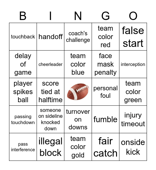 Super Bowl 2026 BINGO Card