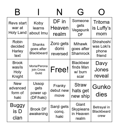 One Piece - Elbaf ‘26 Bingo Card