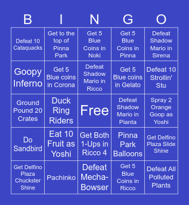 Super Mario Sunburn Bingo v2 Bingo Card
