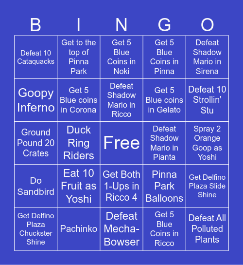 Super Mario Sunburn Bingo v2 Bingo Card