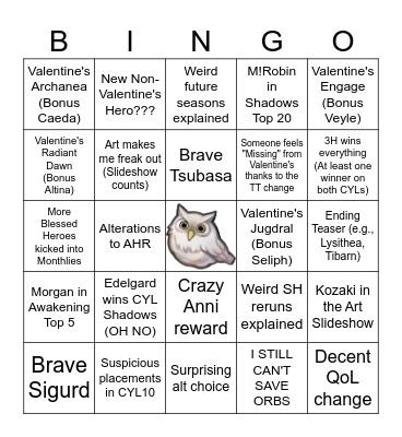 FEH 9th Anni Bingo Card