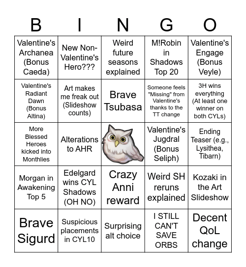 FEH 9th Anni Bingo Card