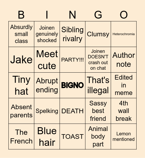 Joinen GLB 2026 Bingo Card