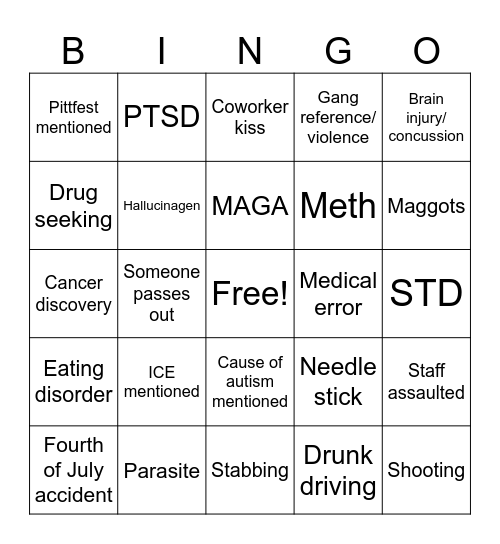 THE PITT SEASON 2 Bingo Card