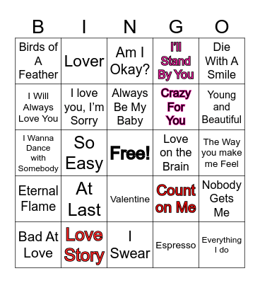 Galentine Singo Bingo Card