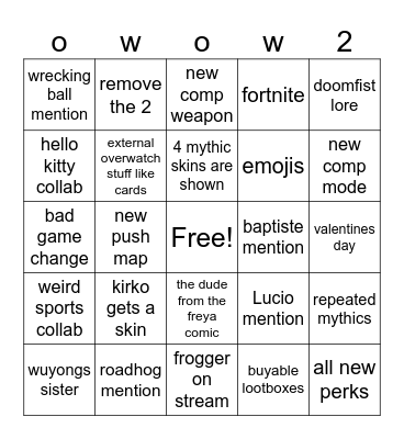 lanes ow bingo Card