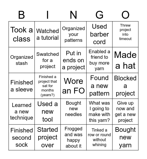 February Maker's Bingo Card