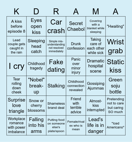 KDRAMA Bingo Card