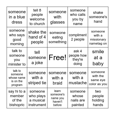 Greeter Bingo Card