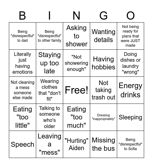 Things Lynn Gets In Trouble For In Feb 2026 Bingo Card