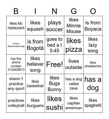 Who .....? Bingo Card