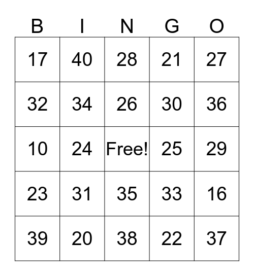 LADDERS BINGO Card