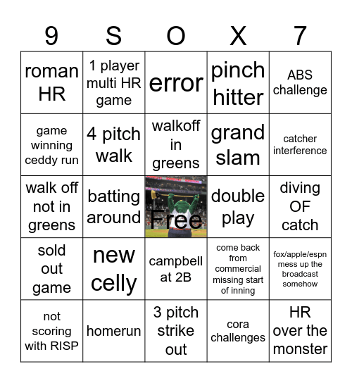 red sox bingo Card