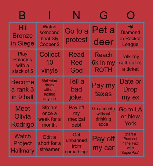 SuperPax Bingo Card