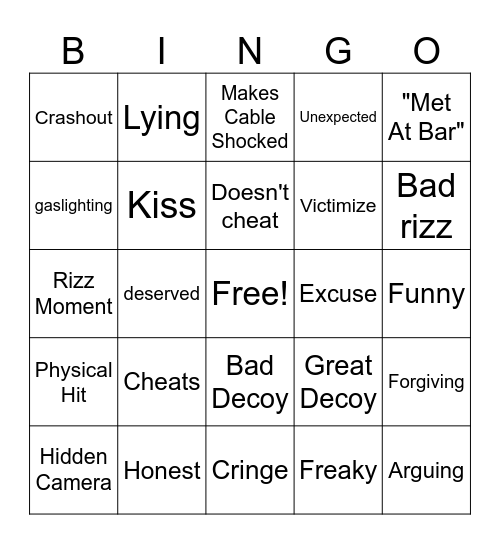 UDY Bingo Card