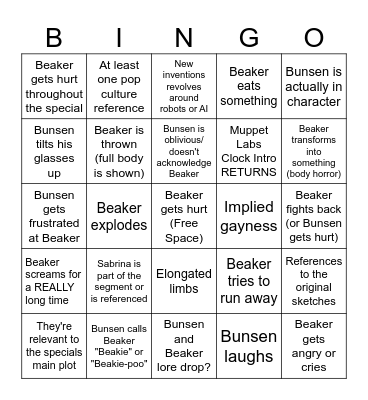 Muppet Labs Bingo Card