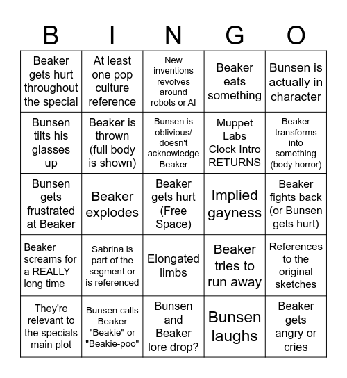 Muppet Labs Bingo Card