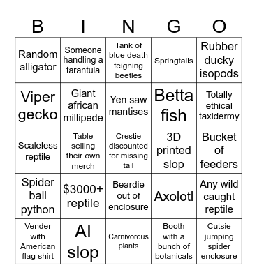 REPTILE EXPO BINGO Card