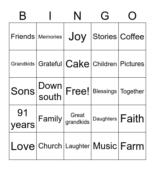 Banny's 91st Birthday Bingo! Bingo Card