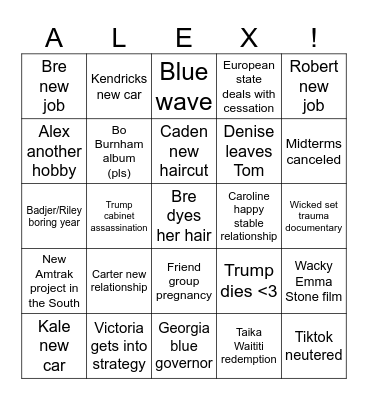 2026 Bingo Card Bingo Card
