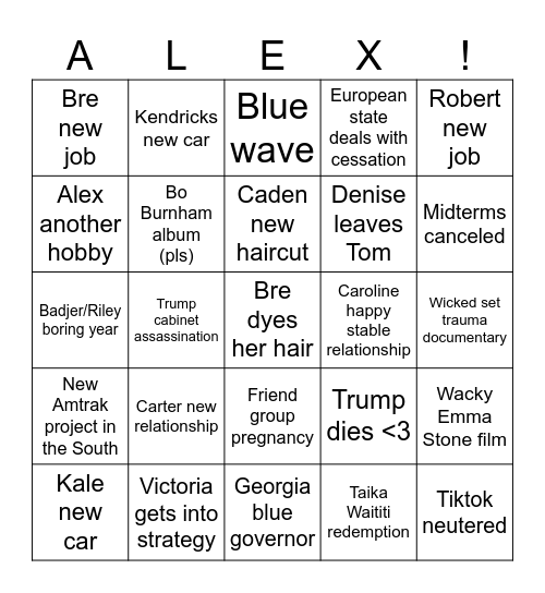 2026 Bingo Card Bingo Card