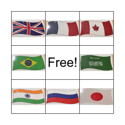 Countries Bingo Card