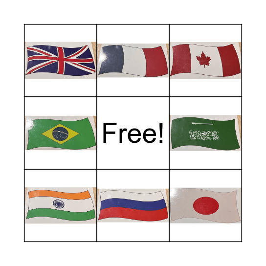 Countries Bingo Card