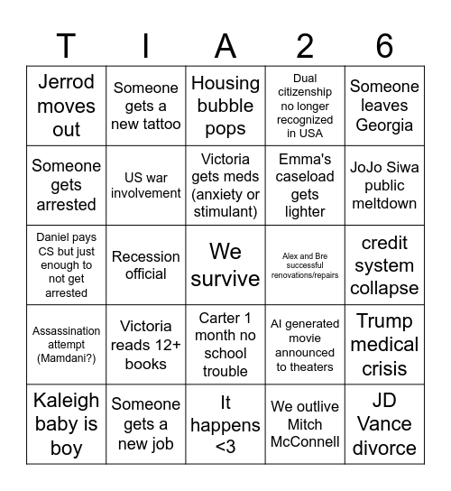 Victoria 2026 Bingo Card