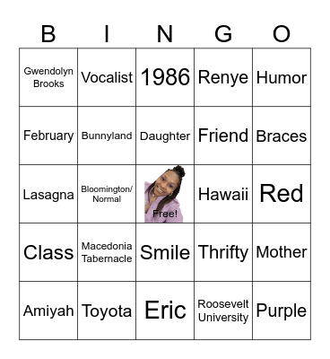 Renye's 40th Birthday Bingo Card