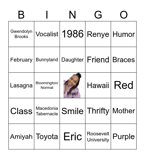 Renye's 40th Birthday Bingo Card