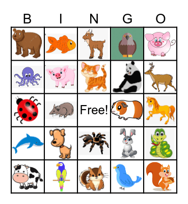 ANIMAL Bingo Card