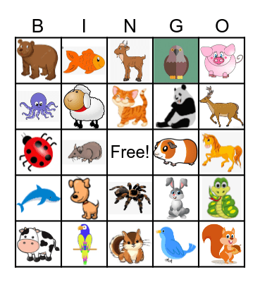 ANIMAL Bingo Card