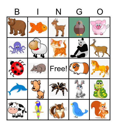 ANIMAL Bingo Card