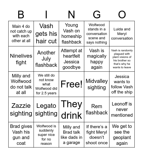 Ep 4 bingo Card