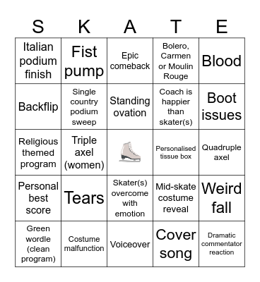 Winter Olympics Bingo Card
