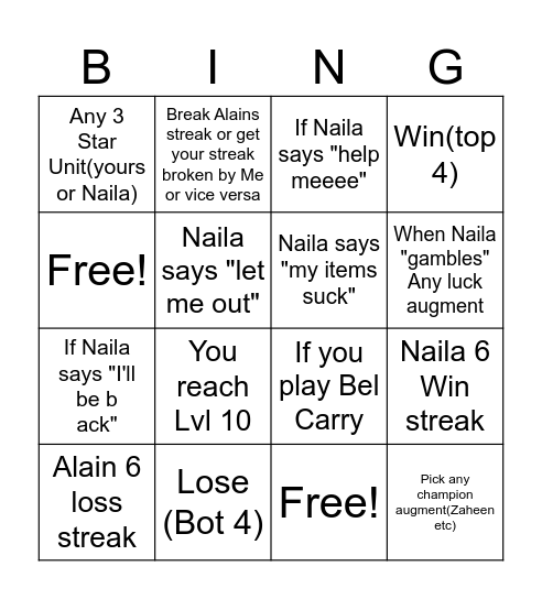 Tft bingo with baby Bingo Card