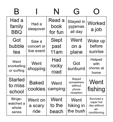 Holiday Bingo Card