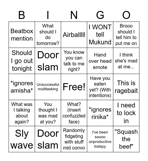 #ourpersonaldramaqueens Bingo Card