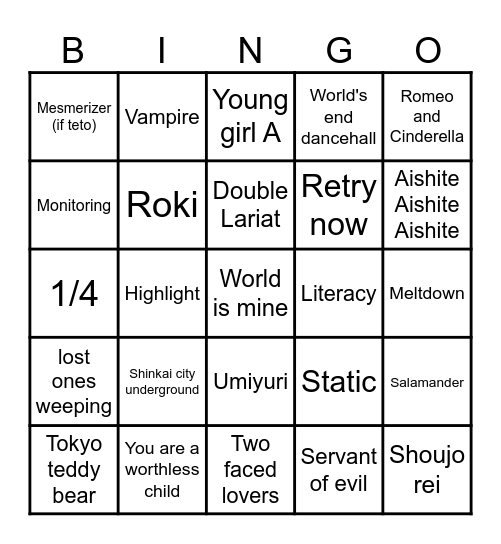 MIKU EXPO 2026 NA Bingo Card