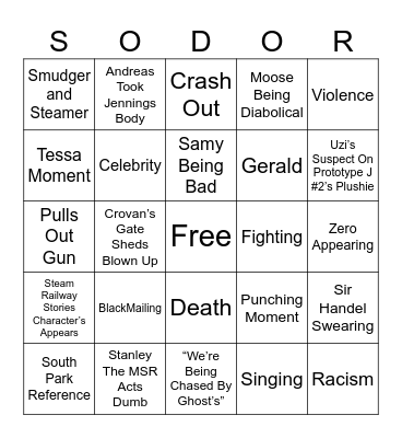 The 10 Legend Character’s of The NWR Bingo Card