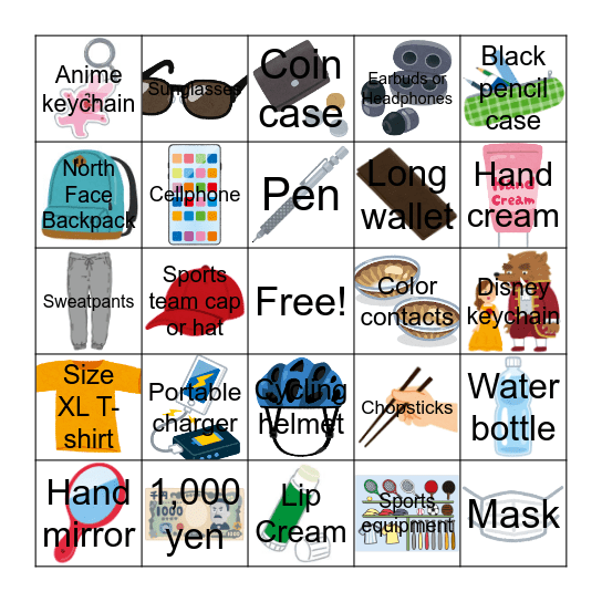 Treasure Hunt Bingo Card