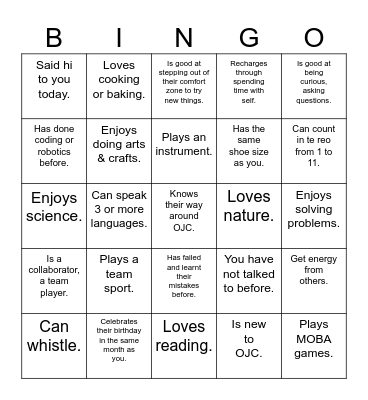 Find someone who... Bingo Card