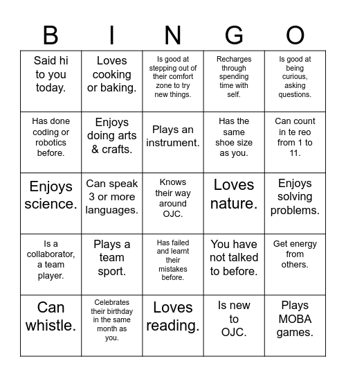 Find someone who... Bingo Card